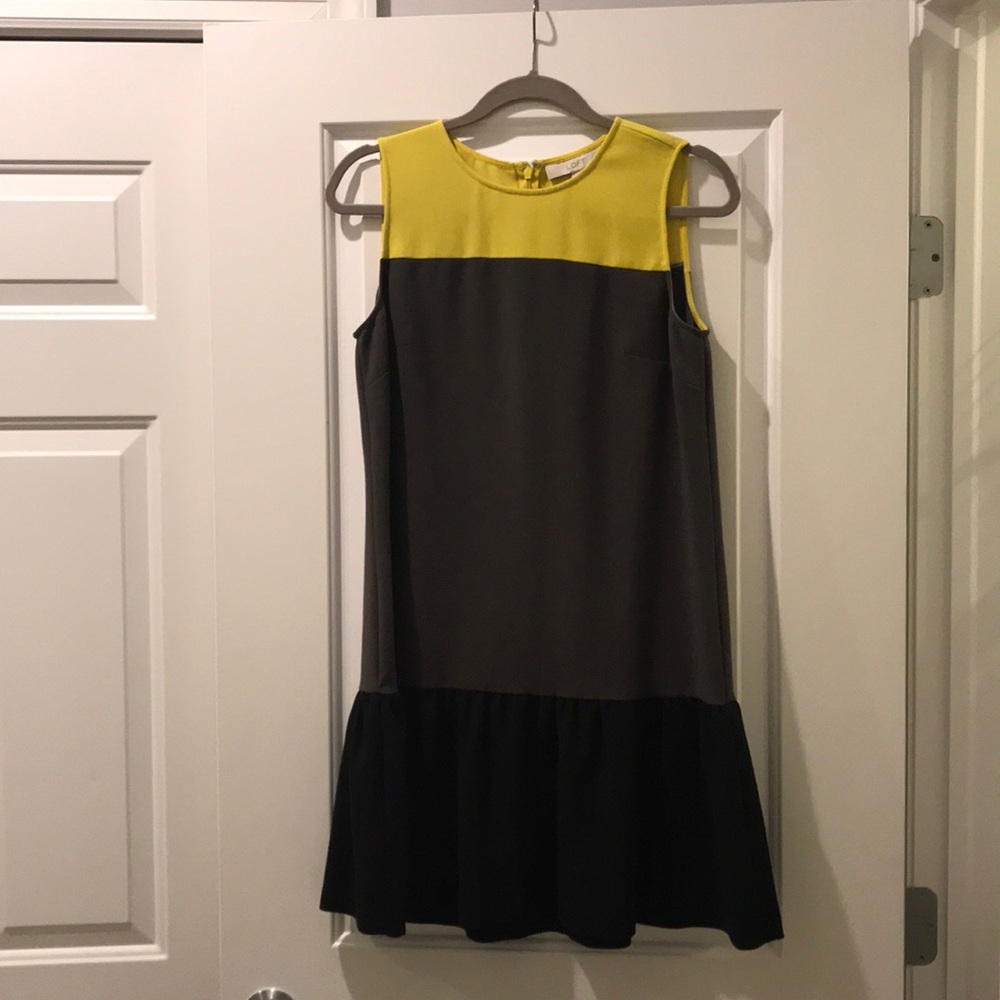 Tri-colorblock drop waist dress